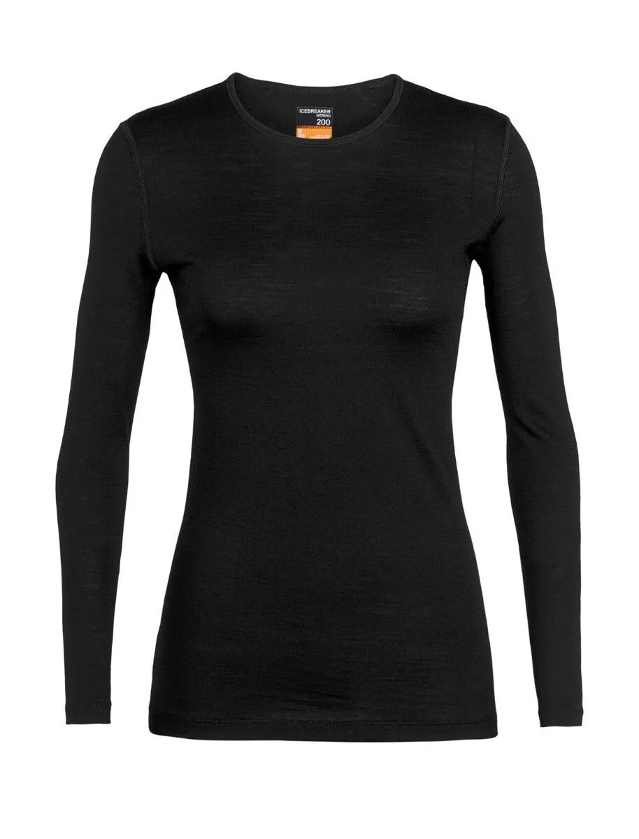 ICEBREAKER WOMEN'S OASIS LONG SLEEVE CREWE 200 Black 3 ICEBREAKER WOMEN'S OASIS LONG SLEEVE CREWE 200 Black