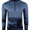 KJUS MEN'S REVEL PRINTED MIDLAYER HALF-ZIP Steel Blue/Deep Space -Snow Kleding Verkoopwinkel k0030806 pf