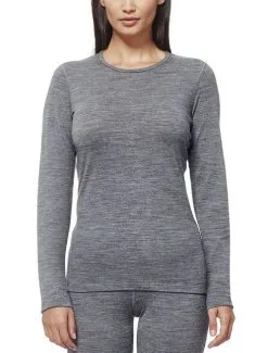 ICEBREAKER WOMEN'S OASIS LONG SLEEVE CREWE Gritstone Heather -Snow Kleding Verkoopwinkel oasis2 1