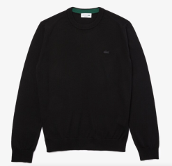 LACOSTE TRUI HEREN RONDE HALS MERINOWOL Zwart
