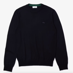 LACOSTE TRUI HEREN RONDE HALS MERINOWOL Navy Blauw