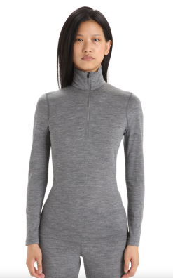 ICEBREAKER WOMEN'S TECH TOP 260 LONG SLEEVE HALF ZIP Gritstone Heather