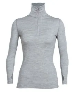 ICEBREAKER WOMEN'S TECH TOP 260 LONG SLEEVE HALF ZIP Metro Heather -Snow Kleding Verkoopwinkel techtop grey